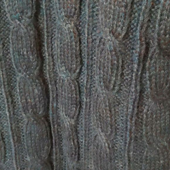 Vintage Lindsay Scott Cable Knit Barn Sweater Jacket Pockets Pad Shoulder Size M - Picture 7 of 11